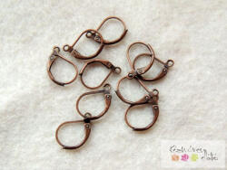  Kapcsos fülbevaló alap 10db/cs vörös bronz