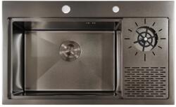 Anahita Chiuveta bucatarie inox neagra, smart, cu o cuva si spalator pahare, 780x480x220mm, Anahita (S005BL) Chiuveta