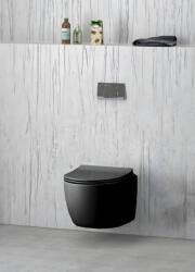 Bescrisa Vas WC suspendat Rimless cu capac Slim Soft Close, 48, 5 x 36, 5 x 37 cm, negru mat, Magenta S02010106PN (50322948)