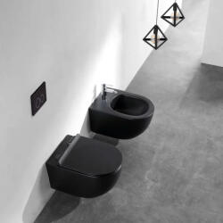 Fluminia Vas WC suspendat Rimless cu capac Soft Close, 52, 5 x 36 x 35 cm, negru, Minerva 2210RBM, Fluminia (50316940)