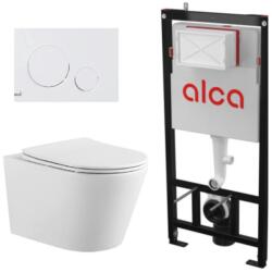 Anahita Construction Set vas WC suspendat Beauty, rezervor incastrat Alcadrain cu clapeta actionare alba, M670 (LX1905AM101)