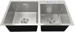 Anahita Chiuveta bucatarie dubla, inox, satin, cu dozator detergent si suport cutite, 82 x 45 x 22 cm, Anahita (D001ST) Chiuveta