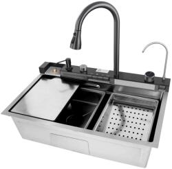 Anahita Chiuveta bucatarie multifunctionala Smart II, inox SUS304, crom, satin, cu baterie smart, display digital si accesorii, 75 x 48 x 22 cm, Anahita (W006ST) Chiuveta