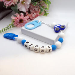  Egyedi neves cumilánc kék színű kisautóval (cumilanc_kisauto)