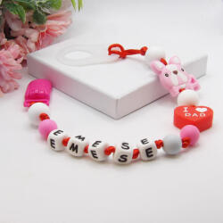  Egyedi neves cumilánc bulldoggal I Love Mom felirattal (cumilanc_bulldog_I_love)