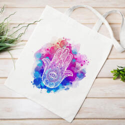 Hamsa tenyere, szeme egyedi mintás vászontáska (hamsa_szatyor)