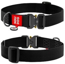 WAU DOG gyorskioldású csatos vízálló nyakörv, 20 mm széles, 24-40 cm hosszú, fekete