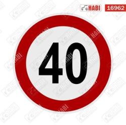 Besorolás alatt Sebességkorlátozó matrica "40km/h" kicsi, D=125mm