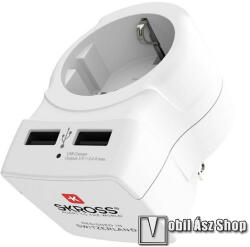 SKROSS utazó töltő / hálózati töltő 2x USB aljzattal - 250V/2.4A, EU2 pin - földelt, UK adapter utazáshoz, az Egyesült Királyságban történő használatra - FEHÉR - 1.500280 (1.500280)