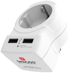 SKROSS utazó töltő 2 USB aljzat (250V/2.4A, EU2 pin - USA, földelt) FEHÉR 1.500281 (1.500281)
