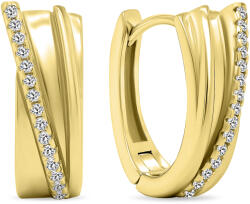 Brilio Silver Eredeti aranyozott karika fülbevaló cirkónium kövekkel EA455Y