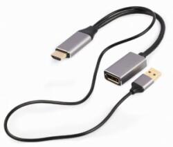 Gembird Cablexpert aktív 4K HDMI apa - DisplayPort anya adapter fekete-szürke (A-HDMIM-DPF-02)