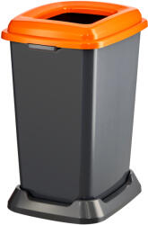 PLANET Szelektív hulladékgyűjtő konténer, műanyag, nyitott fedeles, narancssárga, 50L (UP900O)