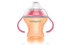 BabyOno Itatópohár Natural Nursing Csöpögésmentes Puha Csőrrel 3Hó 180Ml 1456 - rózsaszín