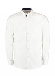Kustom Kit Férfi hosszú ujjú Ing Kustom Kit Tailored Fit Premium Contrast Oxford Shirt M, Fehér/Sötétkék navy