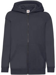 Fruit of the Loom Gyerek Pulóver Kapucnis Hosszú ujjú Fruit of the Loom Classic Hooded Sweat Jacket Kids - 116 (5-6), Mély sötétkék (navy)