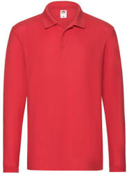 Fruit of the Loom Uniszex Galléros póló Hosszú ujjú Fruit of the Loom Premium Long Sleeve Polo - M, Piros