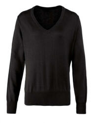 Premier Női Premier PR696 Women'S Knitted v-neck Sweater -M, Black
