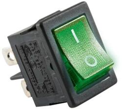 Világítós billenőkapcsoló, 2 áramkör - 2 állás, beép. : 20 x 13 mm, zöld (SOM-STV 06)