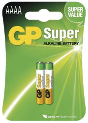 GP Batteries GP Super alkáli AAAA (25A, LR61, LR8, MN2500) szuper mikro ceruza elem 2db/bliszter (B1306) - haztartasibolt