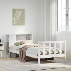vidaXL fehér tömör fenyőfa könyvespolcos ágy matrac nélkül 100x200 cm (3321683)