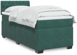 vidaXL sötétzöld bársony rugós ágy matraccal 90 x 200 cm (3286219)