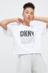 DKNY tricou din bumbac femei, culoarea alb PPYH-TSD019_00X (DP2T8559)