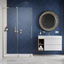 Radaway Perete de dus, cu parte culisabila si stabilizator de unghi L, Radaway Furo SL Brushed Gold Walk-In 10306488-99-01L, 10110444-01-01 (10306488-99-01L, 10110444-01-01)
