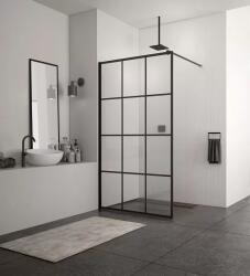 RONAL Perete de dus tip Walk-In, cu profil compensator de fixare pe perete, Ronal Easy STR4P Loft 75 Black Line STR4P1400675 (STR4P1400675)