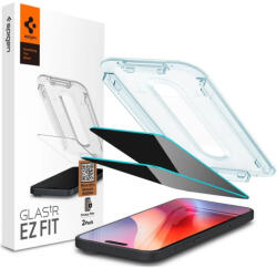 Apple iPhone 16 Pro, Kijelzővédő fólia, ütésálló fólia (az íves részre is! ), Tempered Glass (edzett üveg), Spigen Ez Fit Privacy, Clear, 2 db / csomag