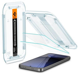 Samsung Galaxy S24 FE SM-S721, Kijelzővédő fólia, ütésálló fólia (az íves részre is! ), Tempered Glass (edzett üveg), Spigen Ez Fit, Clear, 2 db / csomag