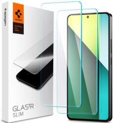 Xiaomi Redmi Note 13 Pro 5G / Poco X6 5G, Kijelzővédő fólia, (az íves részre NEM hajlik rá! ), Tempered Glass (edzett üveg), Spigen Glastr Slim, Clear, 2 db / csomag