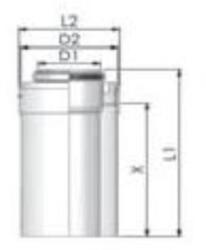 Tricox PPs/Alu cső 80/125mm, hossz 1000mm, PACS607 (PACS607C)