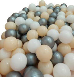  150 db golyó száraz gyermekmedencéhez - fehér, ezüst, bézs