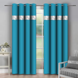 Mondo Italia Függöny a gyűrűk cirkóniával 140x250 cm türkizkék