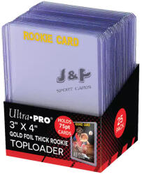 Ultra Pro toploader 75pt kemény tok 3"x4" Super Thick "ROOKIE CARD" színtelen - doboz (25 db)