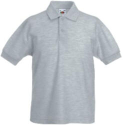 Fruit of the Loom F38 gyerek galléros piké póló, 65/35 KIDS PIQUE POLO, Heather Grey (F381501)