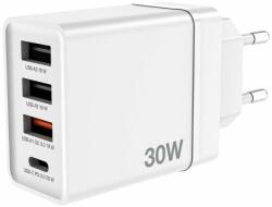 Verbatim CHR-30EU2 hálózati töltő 3xUSB-A és 1xUSB-C csatlakozással 30W PD 3.0 - fehér