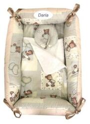 Deseda Reductor personalizat bebe bed nest cu paturica si pernuta antiplagiocefalie deseda ursi in carouri bej