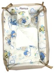 Deseda Reductor personalizat bebe bed nest cu paturica si pernuta antiplagiocefalie deseda ursi cu albine pe crem