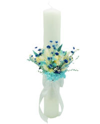 Eventissimi® Lumanare pentru cununie botez, 30 cm, cu flori criogenate si plante naturale uscate (personalizabila cromatic si cu text) (LB-024)