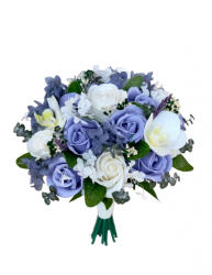 Eventissimi® Buchet mediu personalizabil cu trandafiri, eucalipt, hortensie si orhidee (Alb, Indigo) - Copie (BF-175)