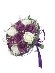 Eventissimi® Buchet de Flori Eventissimi - 17 Trandafiri in cosulet, Alb Mov (BF-045)
