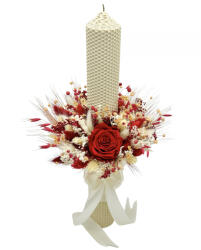 Eventissimi® Lumanare pentru cununie botez, 42 cm, cu flori criogenate si plante uscate (personalizabila cromatic si cu text) (LB-021)