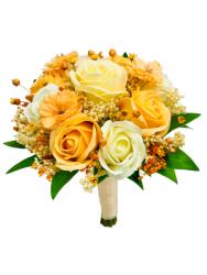 Eventissimi® Buchet mic personalizabil cu trandafiri, floarea miresei si cires (Somon, Multicolor) (BF-152)