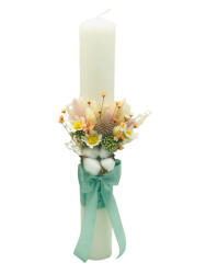 Eventissimi® Lumanare pentru Nunta sau Botez, Personalizabila cu nume si data, Plante Naturale Uscate, Bumbac, Eventissimi, 40 cm, Multicolor (LN-014)