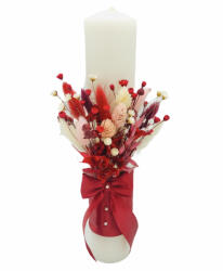Eventissimi® Lumanare Botez sau Nunta Eventissimi - Plante Uscate Rosu Natur (LN-013)