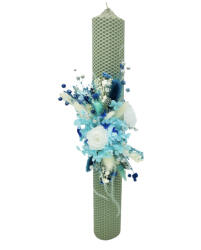 Eventissimi® Lumanare pentru cununie botez, 42 cm, cu flori criogenate si plante uscate (personalizabila cromatic si cu text) (LB-017)