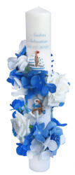 Eventissimi® Lumanare nunta botez, 40 cm, Eventissimi, tema marina, alb albastru (LB-011)