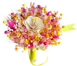 Eventissimi® Buchet de Flori Mic Personalizabil cu Plante Uscate (Galben Portocaliu Roz) (BF-162)